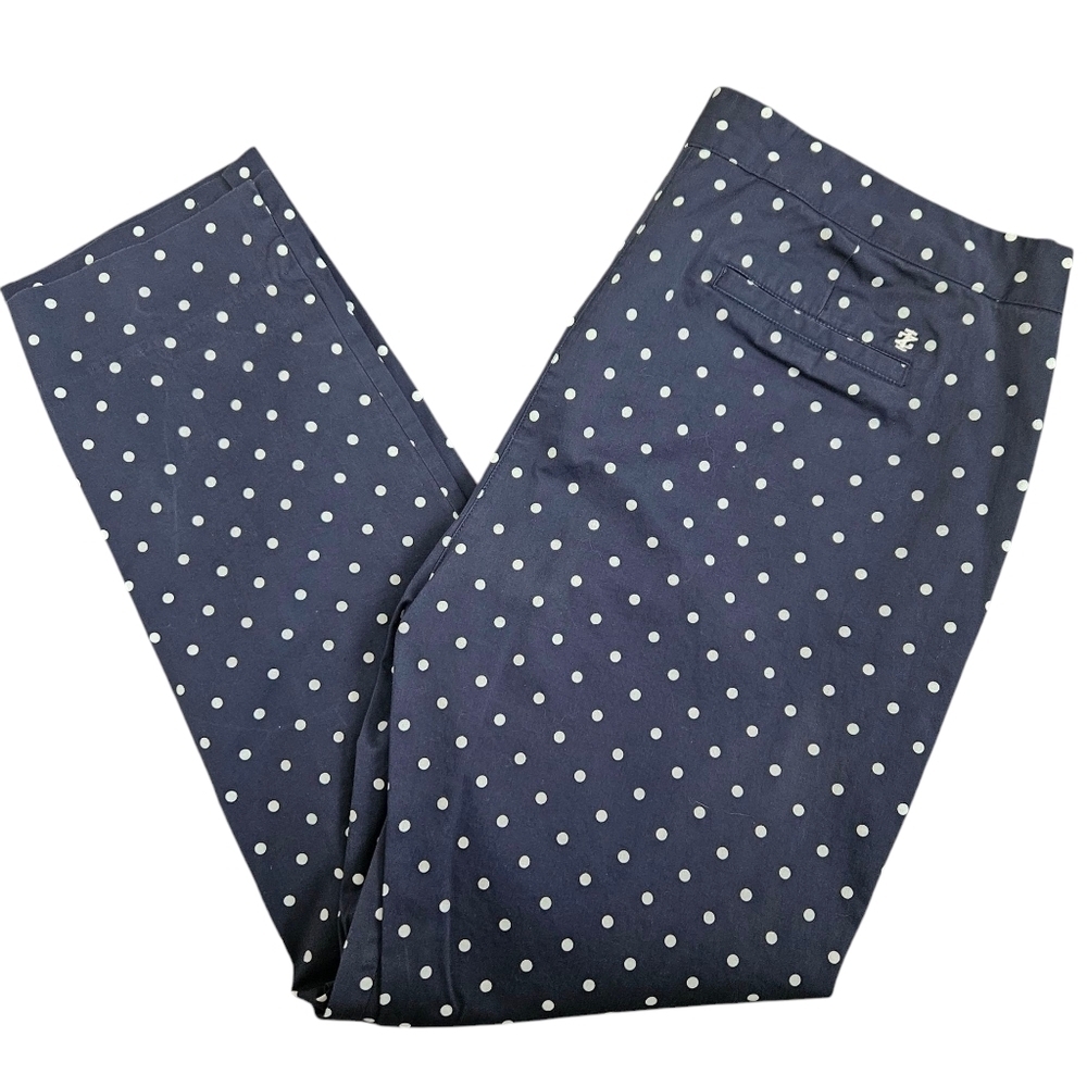 Izod‎ Blue Polka Dot Cotton Pants Size 14 Career Working Girl